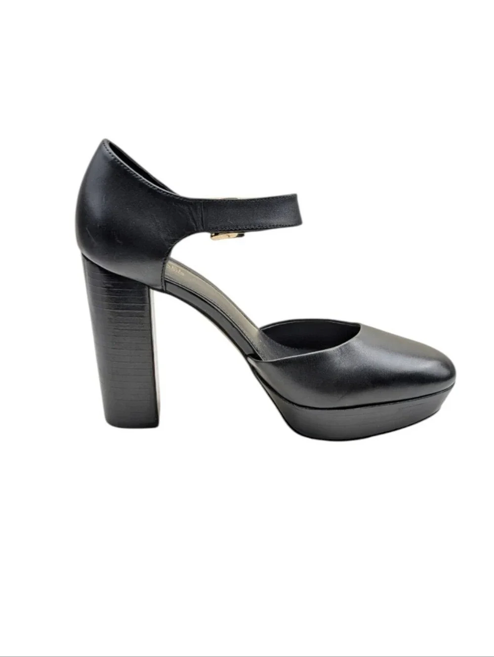 Michael Kors Sierra Black Leather Platform Block Heel Pumps Size 9M EUC  S4167